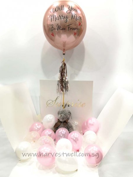 Customize Surprise Balloon Gift Box with Marry Me ORBZ Balloon